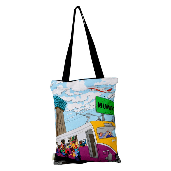 Small Aamchi Mumbai Train Cotton Bag