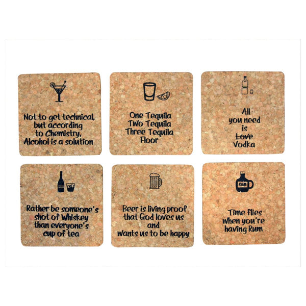 Bar Fun Cork Coaster Set