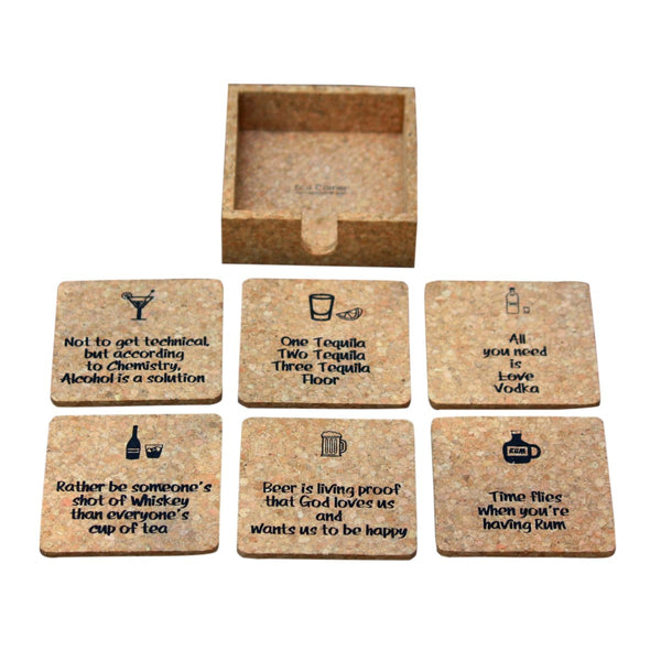 Bar Fun Cork Coaster Set