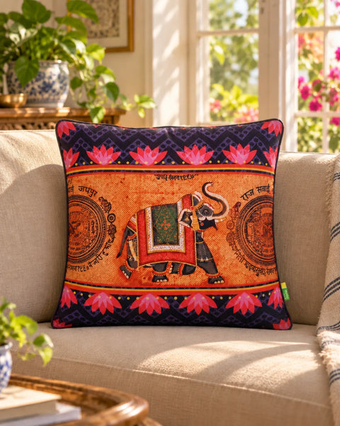 Indian Elephant Cushion Cover