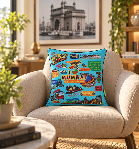 Coloured Mumbai Cushion Cover