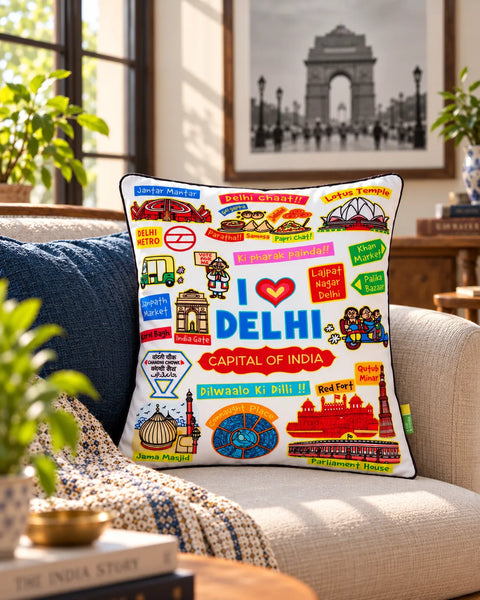 White Delhi Cushion Cover