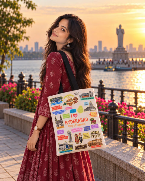 Small White Hyderabad Cotton Bag