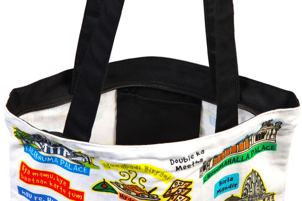 Small White Hyderabad Cotton Bag