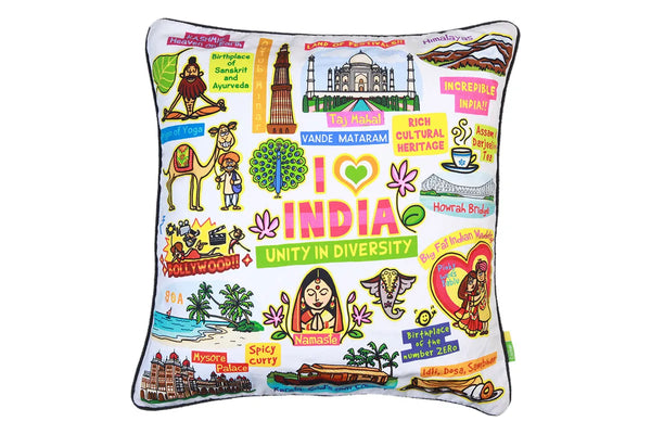 White India Cushion Cover