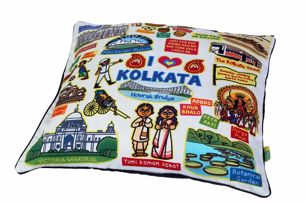 White Kolkata Cushion Cover