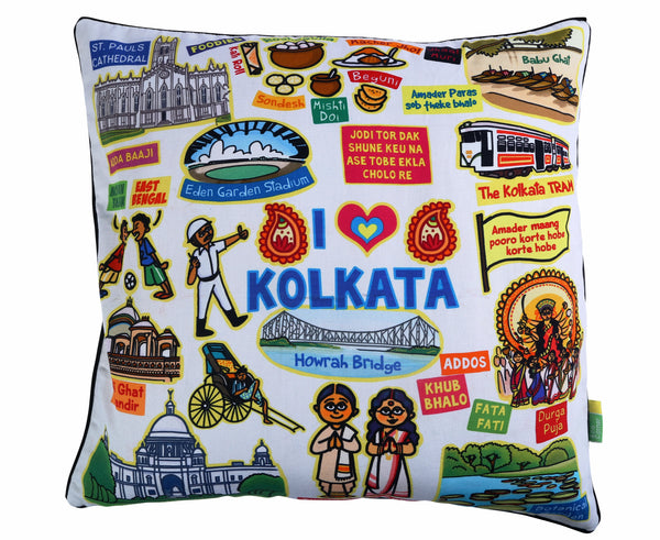 White Kolkata Cushion Cover