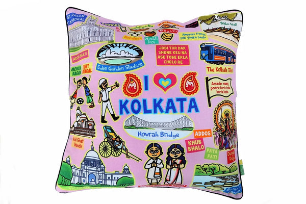Coloured Kolkata Cushion Cover