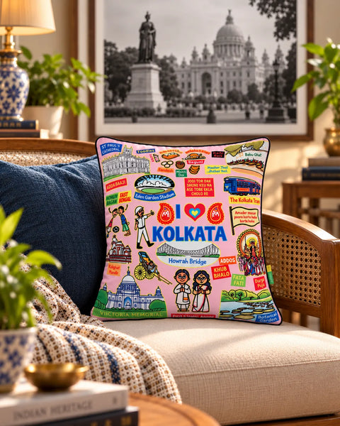 Coloured Kolkata Cushion Cover