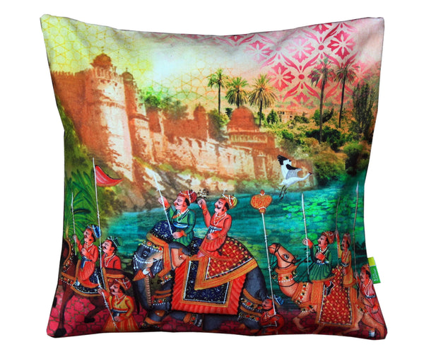 Indian Art Parade Cushion Cover