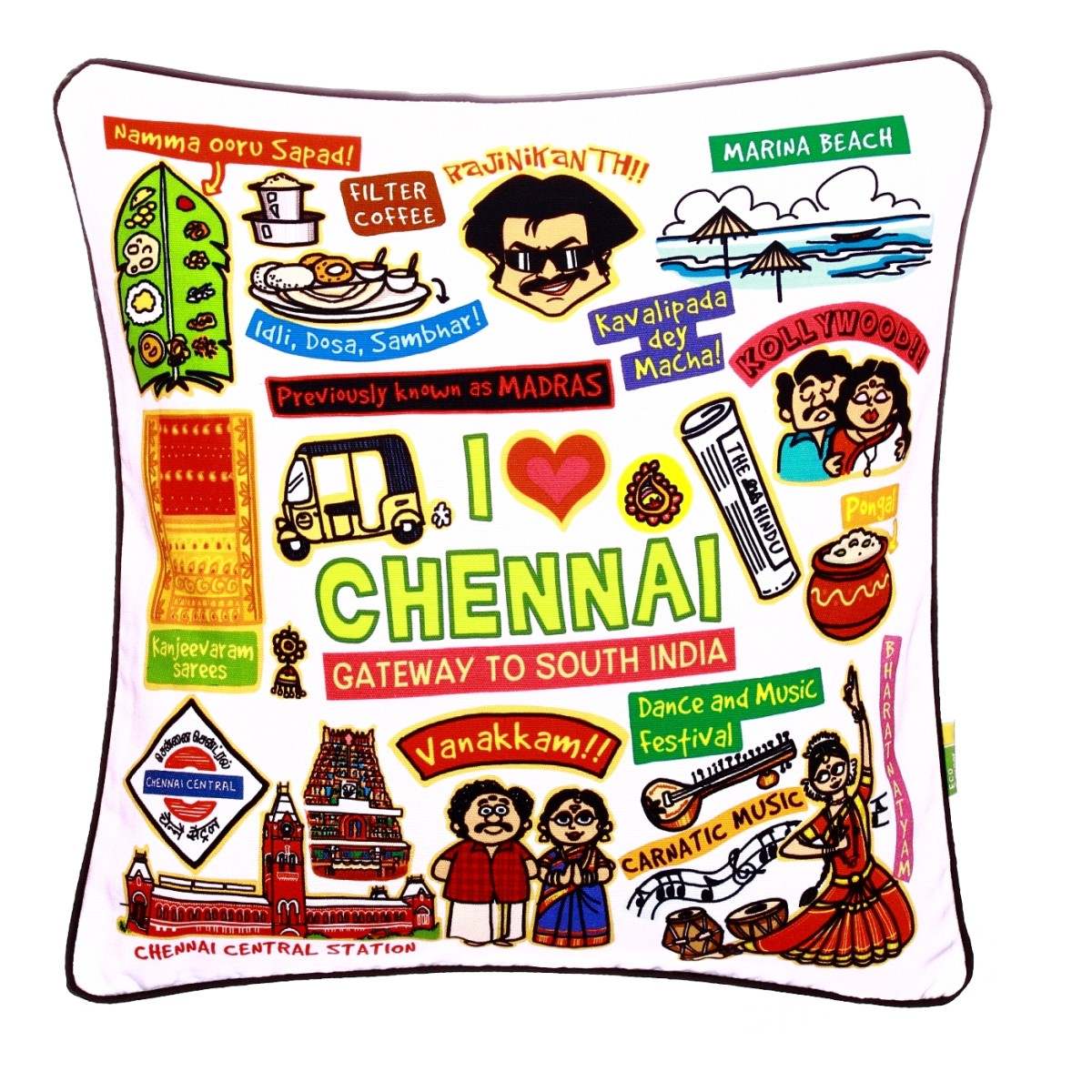 White Chennai Cushion Cover