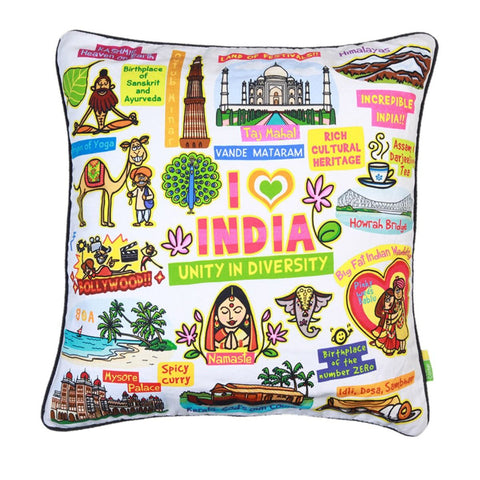 White India Cushion Cover