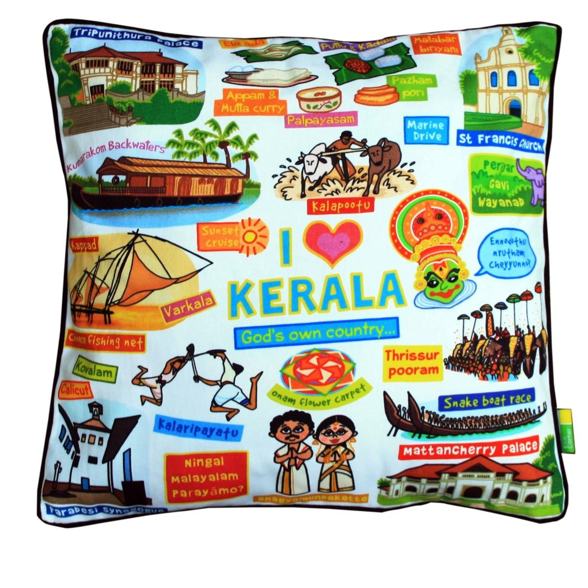 White Kerala Cushion Cover